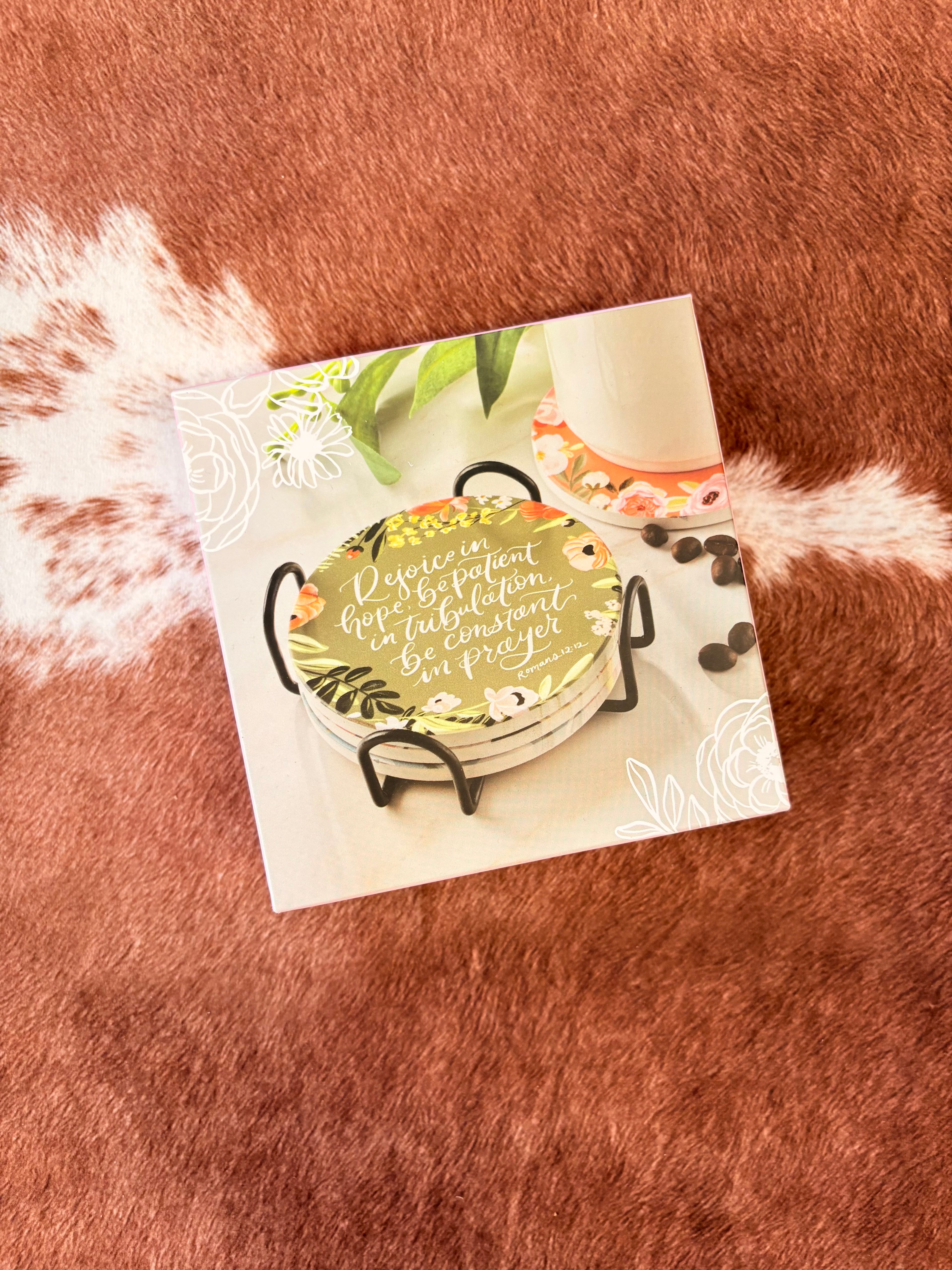Faithful Florals Ceramic Coaster Set