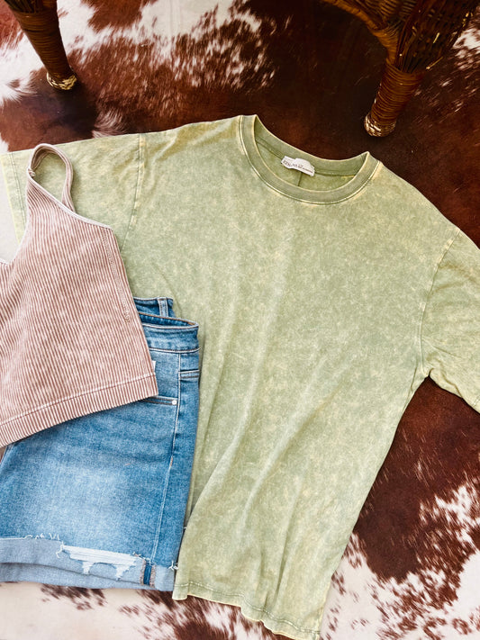 Vintage Washed Tee- Olive