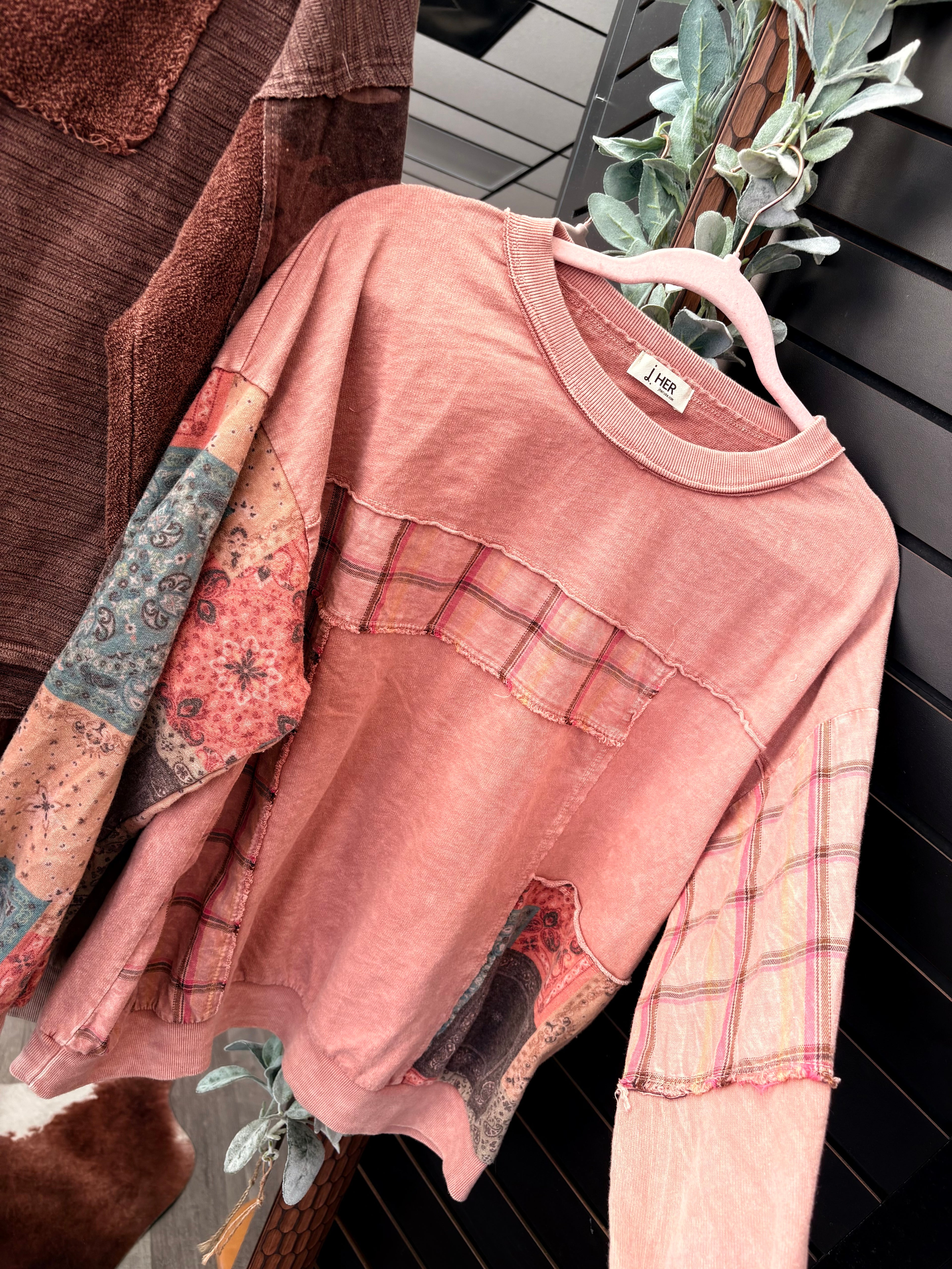 Plaid Bandana Print Sweatshirt