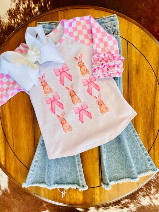 Bunny Bow Girls Raglan