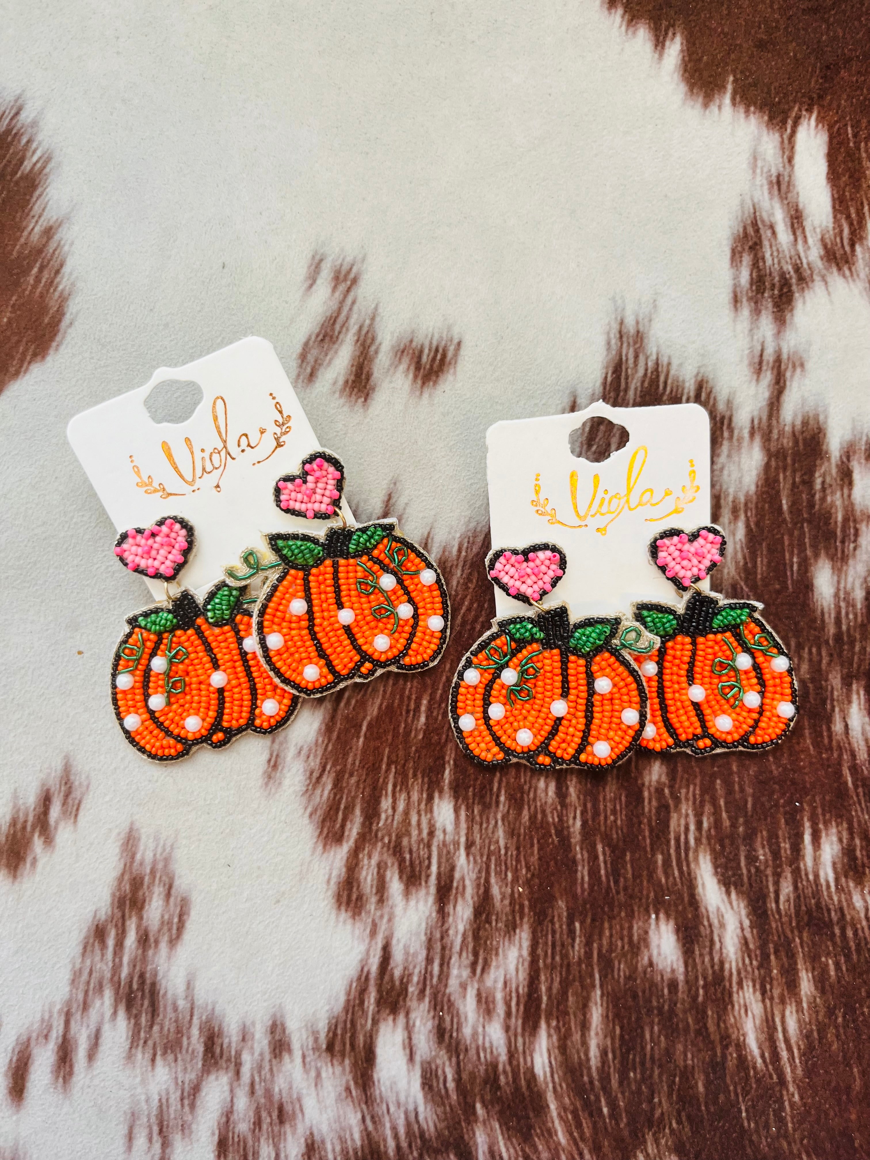 Polka Dot Pearl Pumpkin Earrings