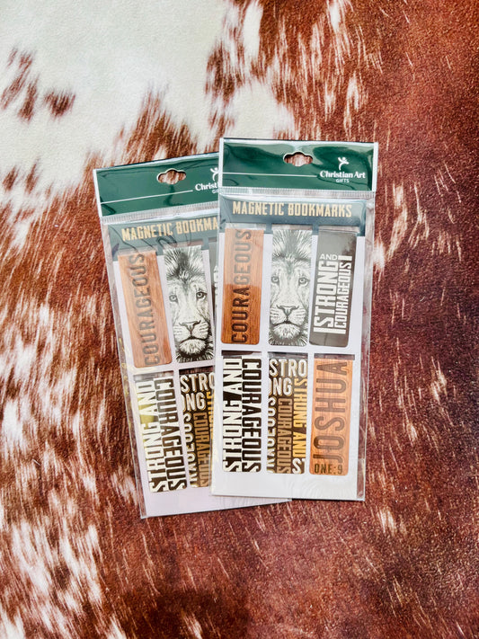 Magnetic Bookmark Set Strong and Courageous