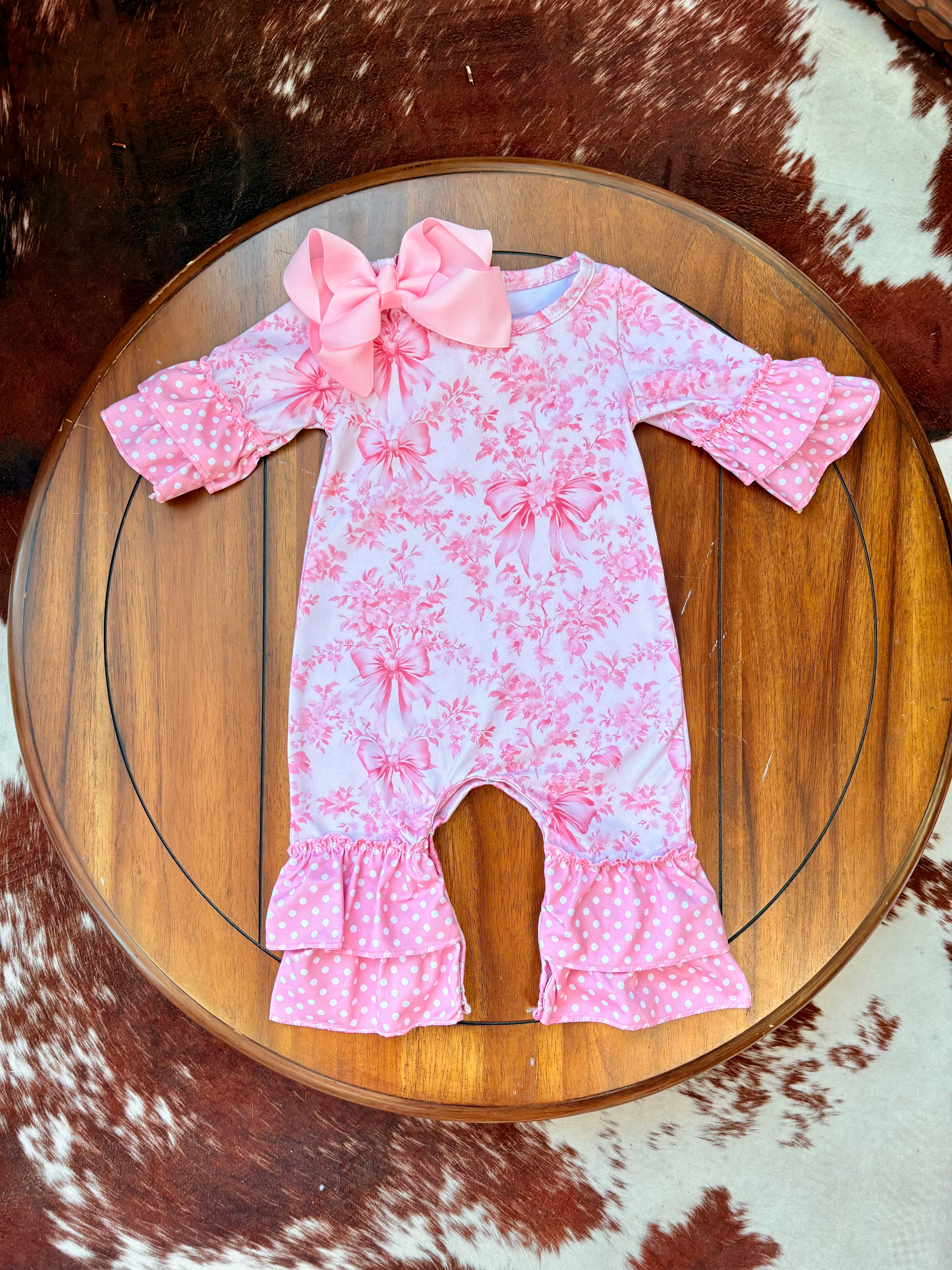 Pink Damask Romper