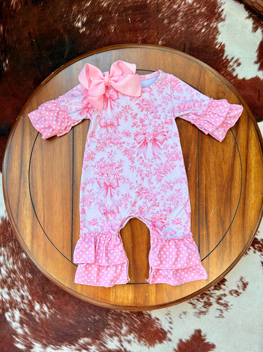 Pink Damask Romper