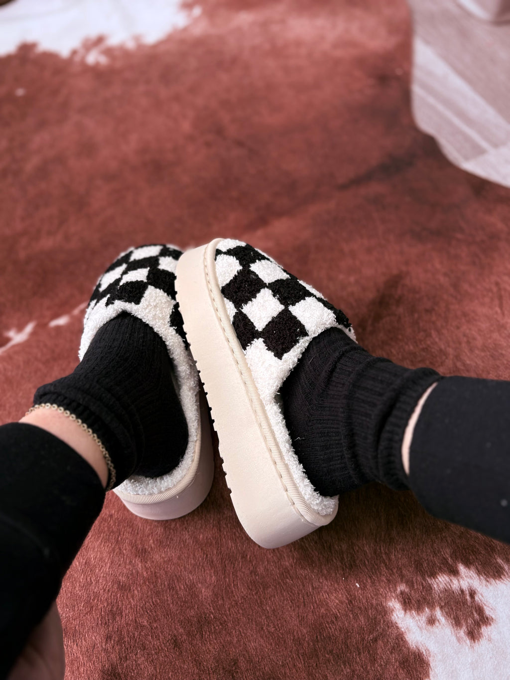 Super Lux Checker Platform Slippers