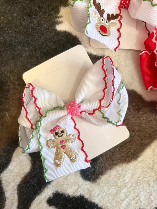 Embroidered Gingerbread Bow