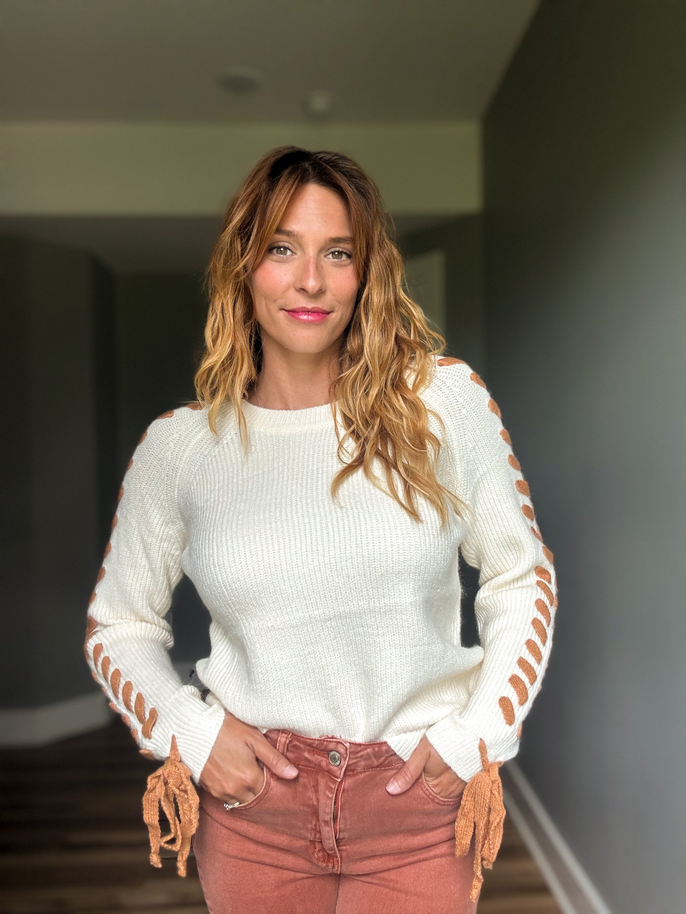 Ribbon Sleeve Sweater
