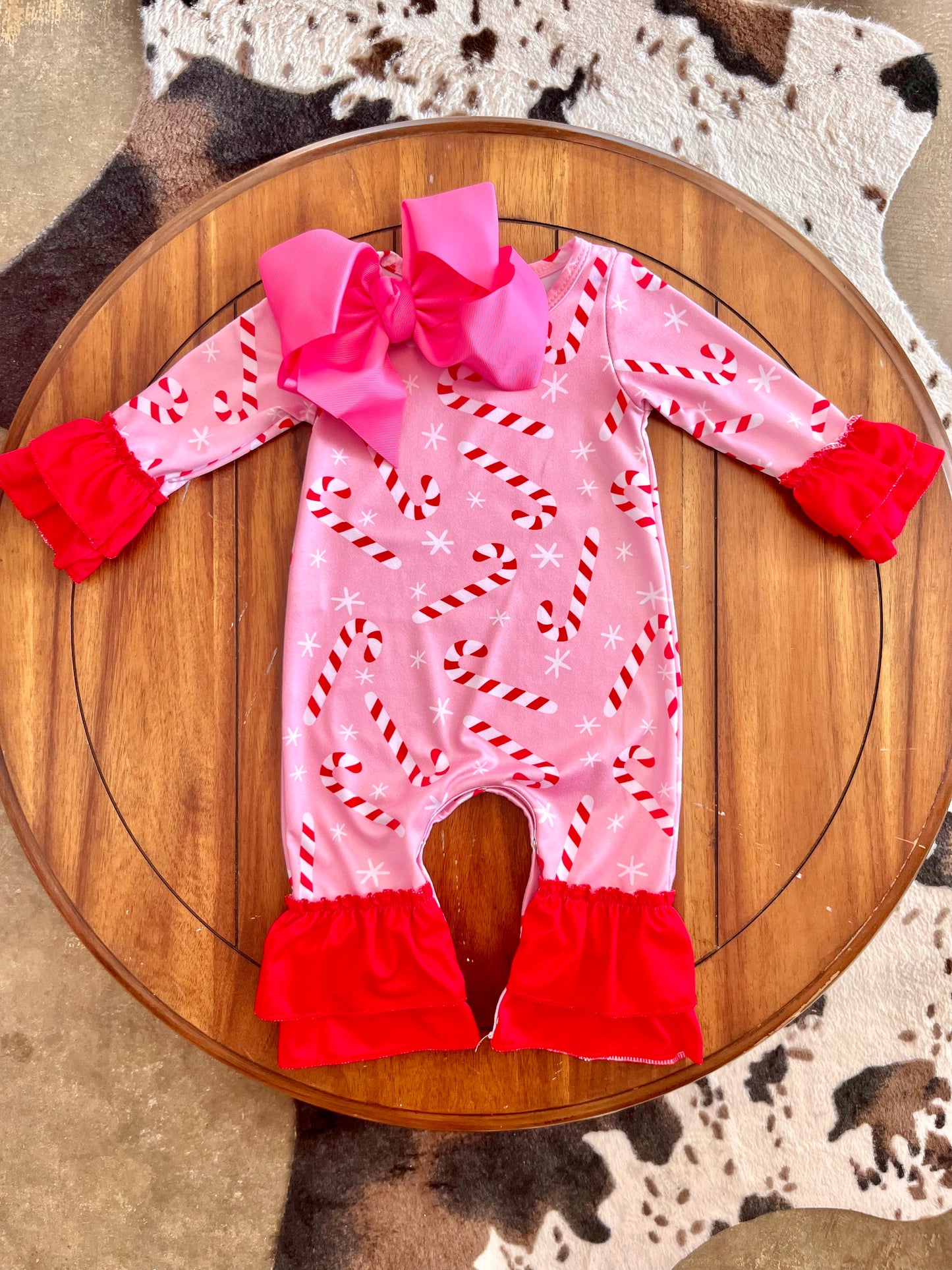 Candy Cane Baby Girl Romper