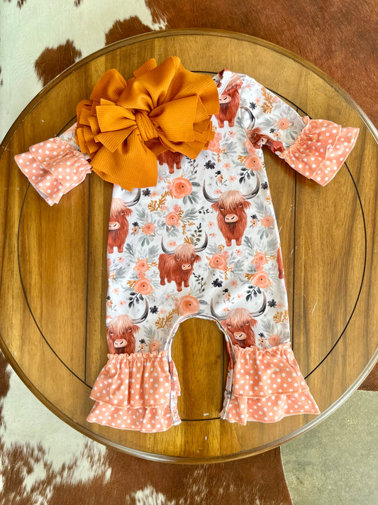 Peachy Highland Baby Romper