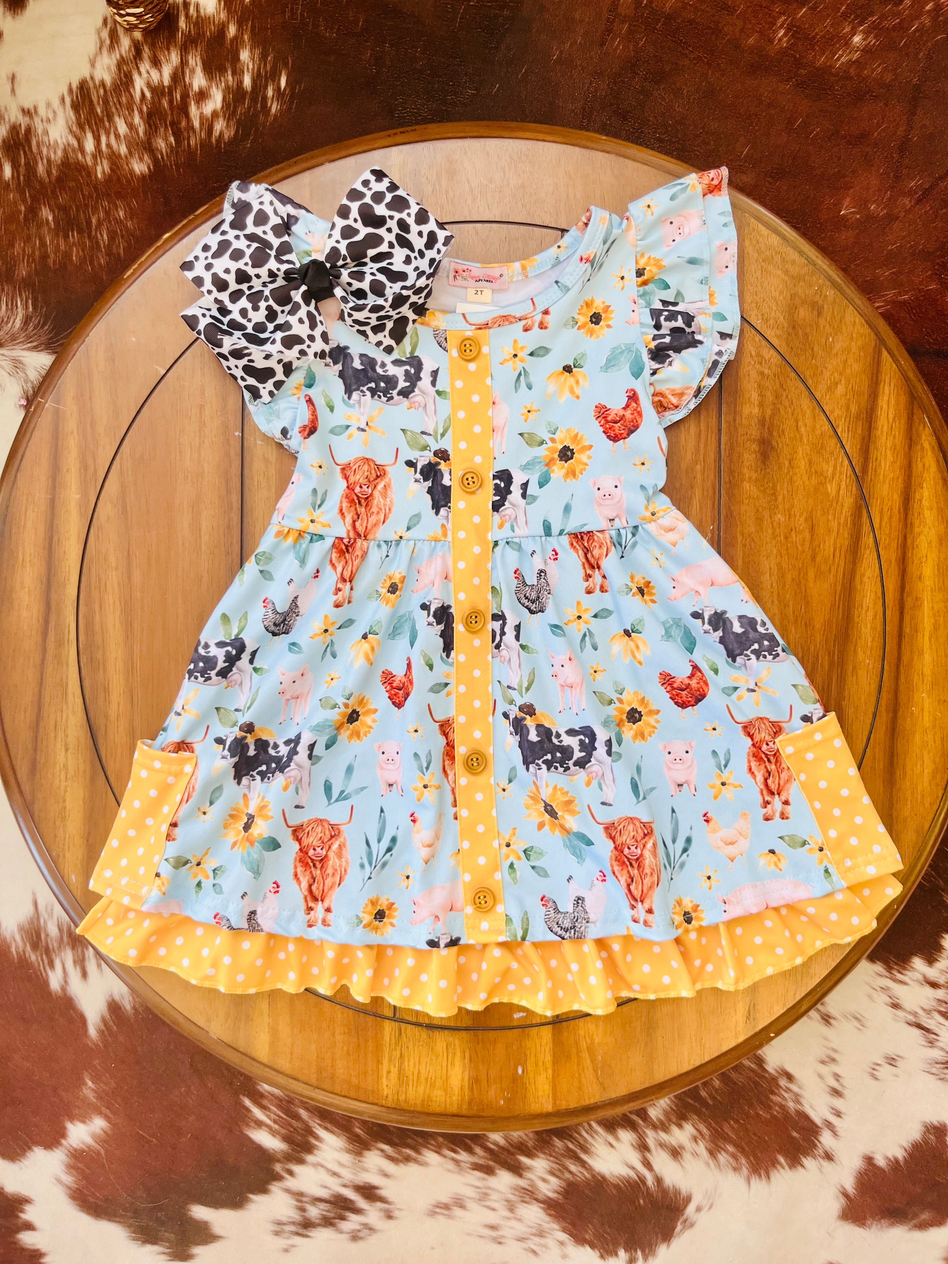 Aqua Farm Daisy Girls Dress