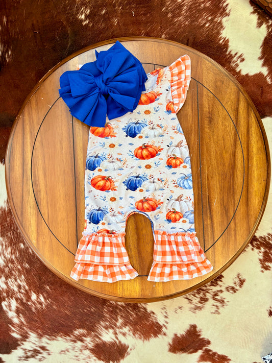 Denim Pumpkin Romper