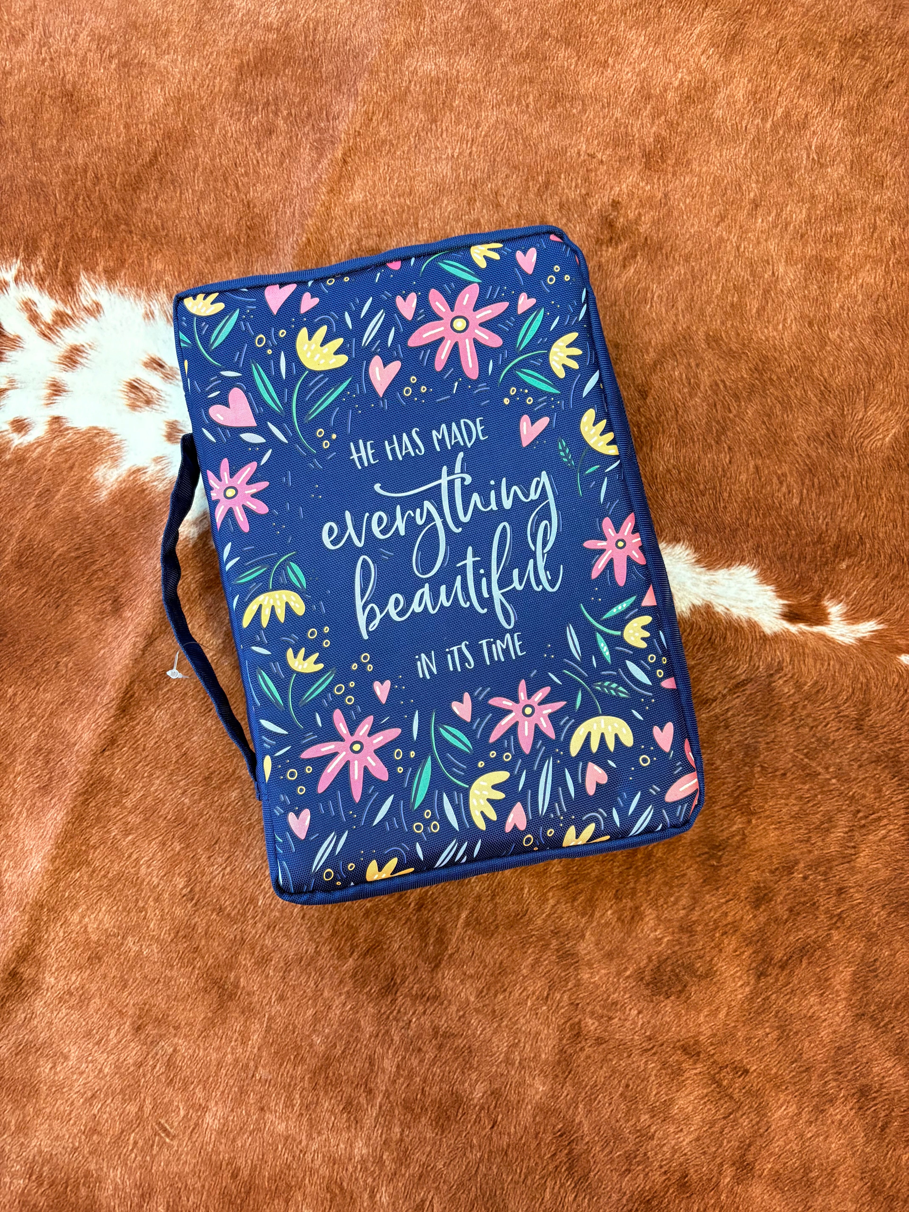 Navy/Floral Everything Beautiful Bible Cover Ecc. 3:11