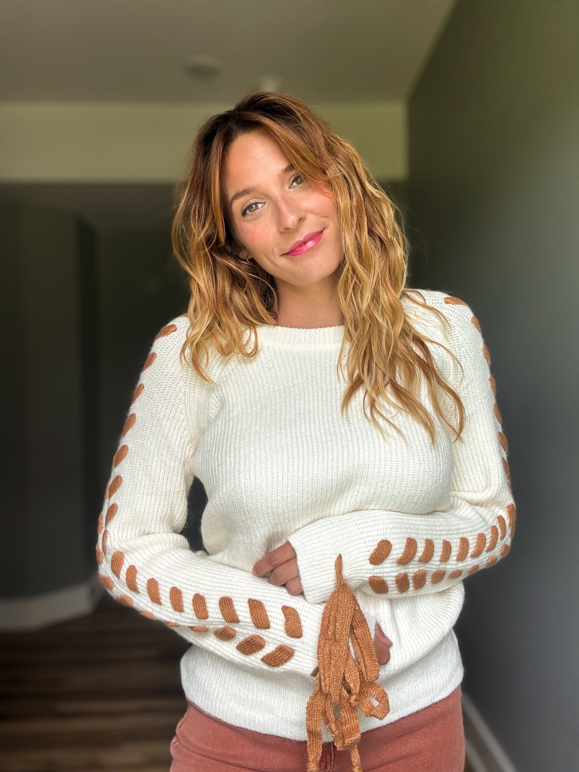 Ribbon Sleeve Sweater
