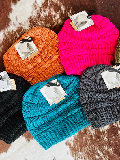 C.C Criss Cross Ponytail Knitting Beanie