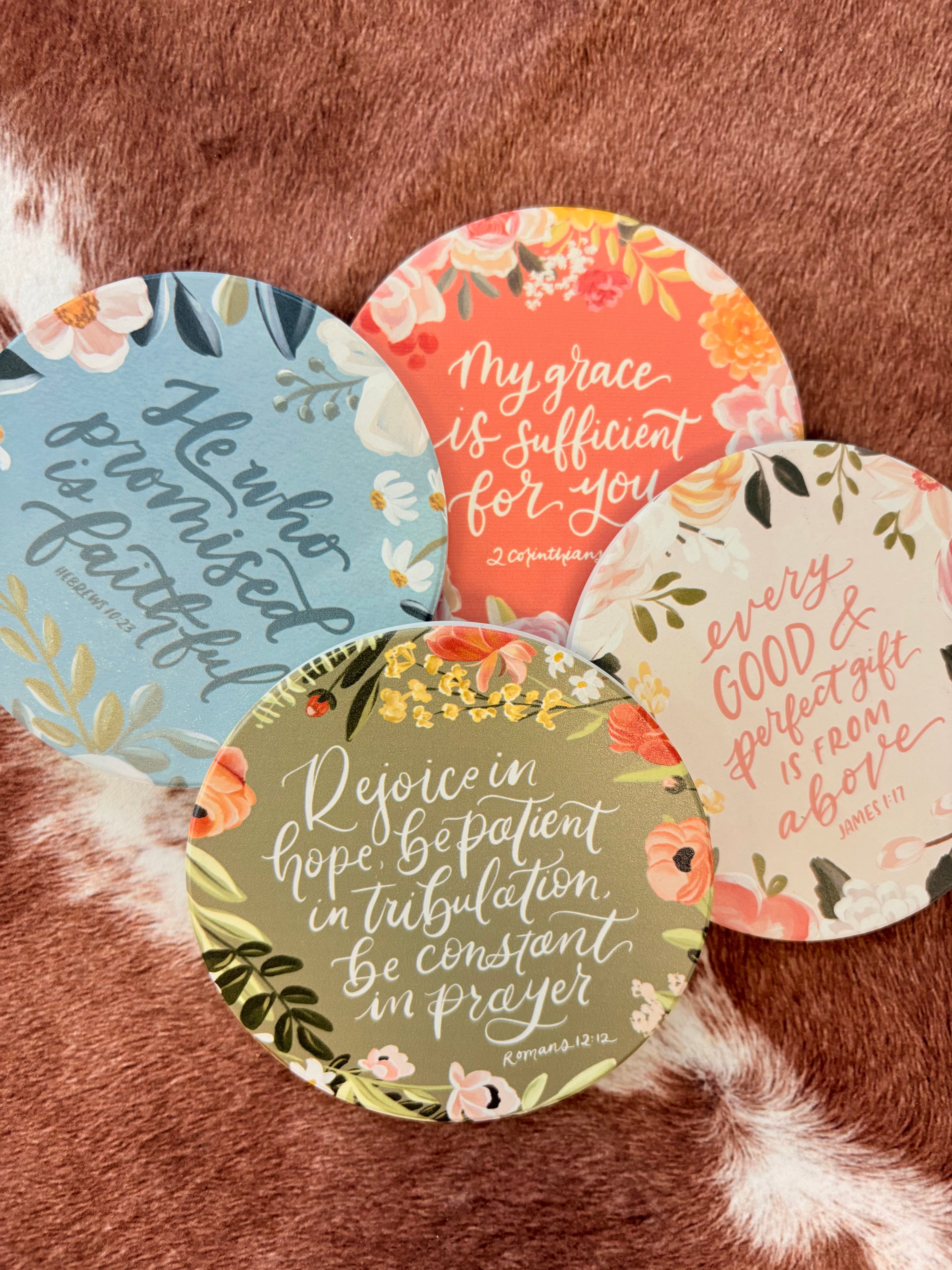 Faithful Florals Ceramic Coaster Set