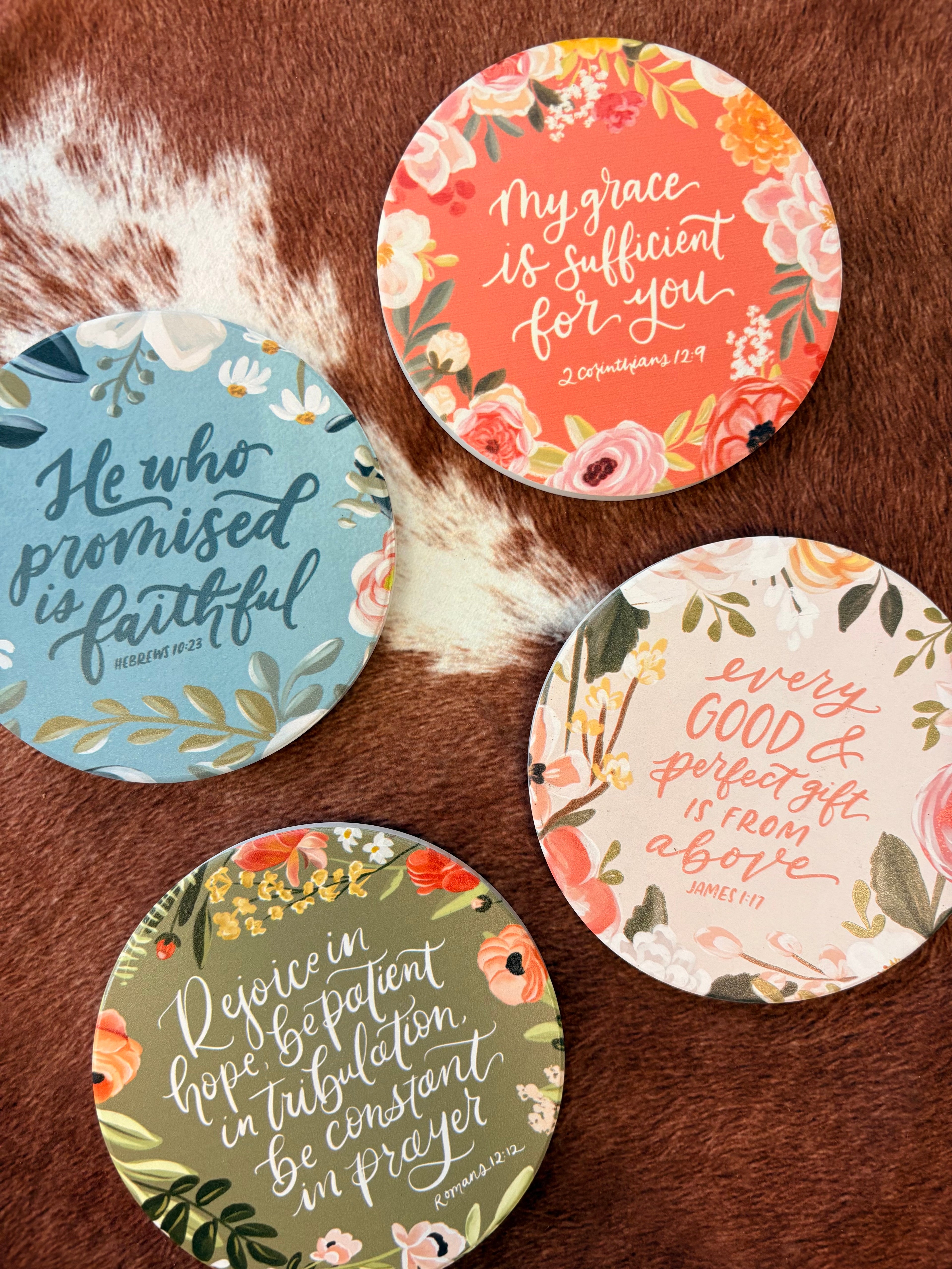 Faithful Florals Ceramic Coaster Set