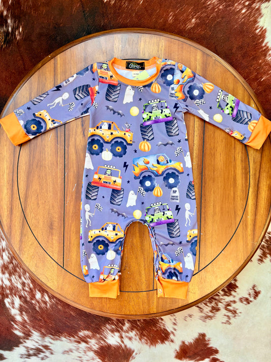 Spooky Monster Truck Boy Romper