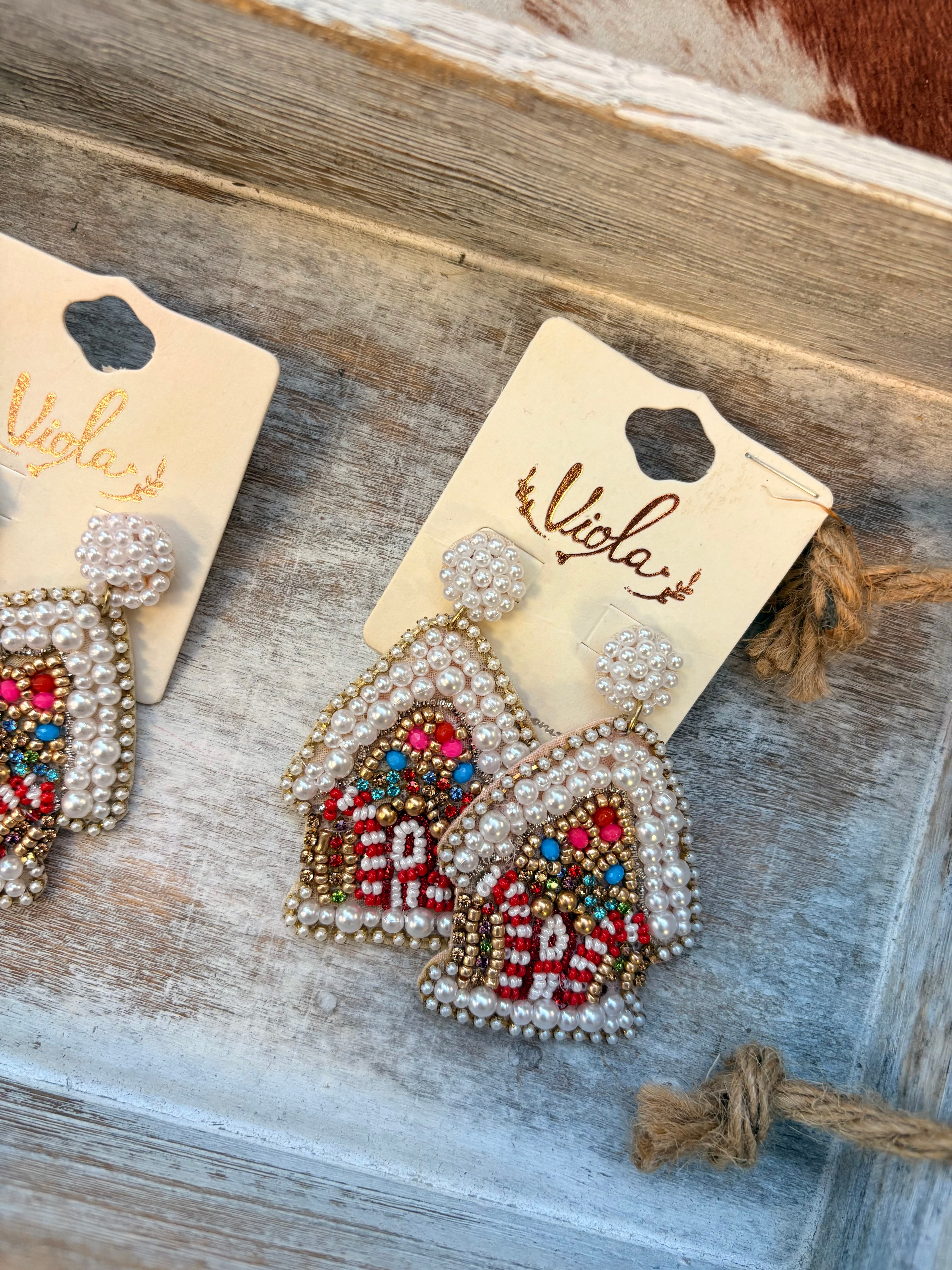 Gingerbread House Sequin Christmas Earrings