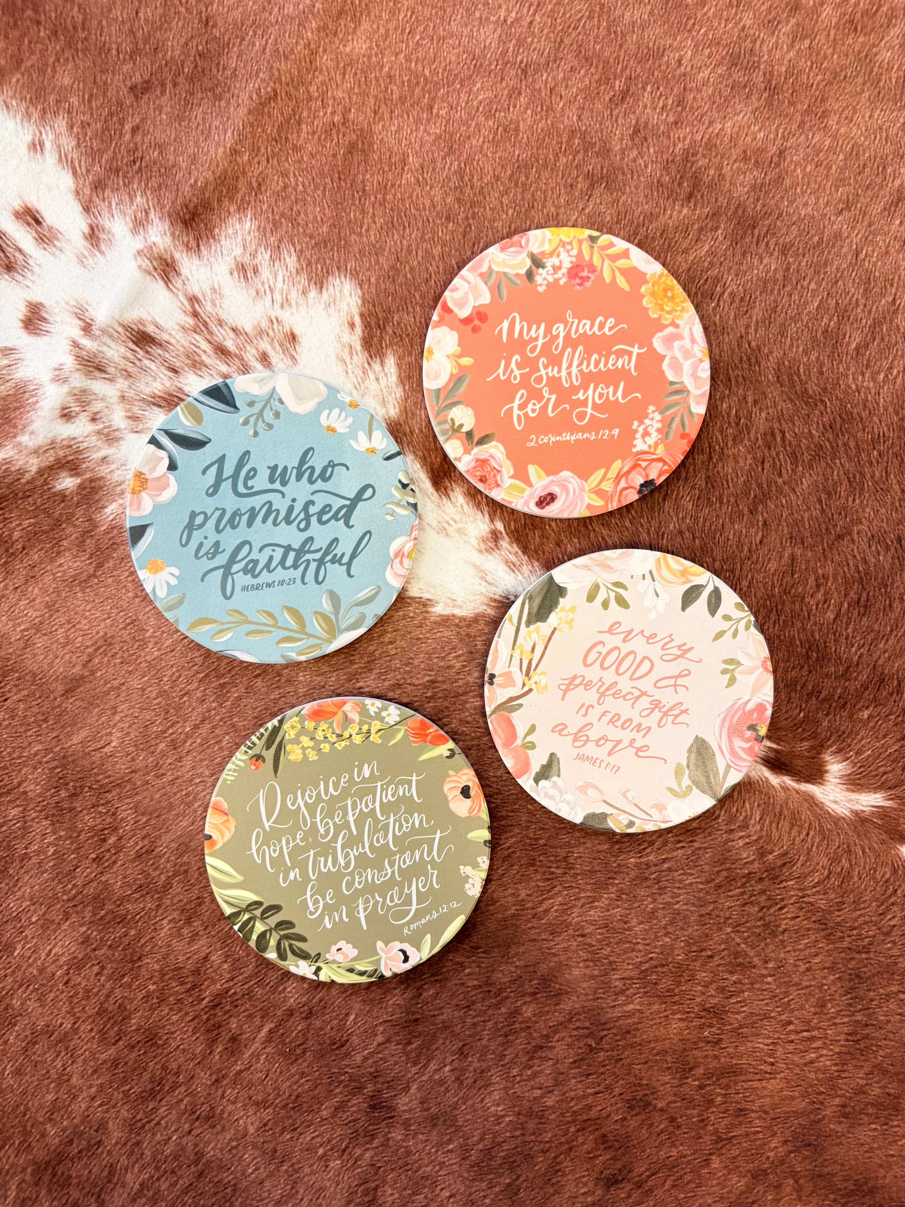 Faithful Florals Ceramic Coaster Set