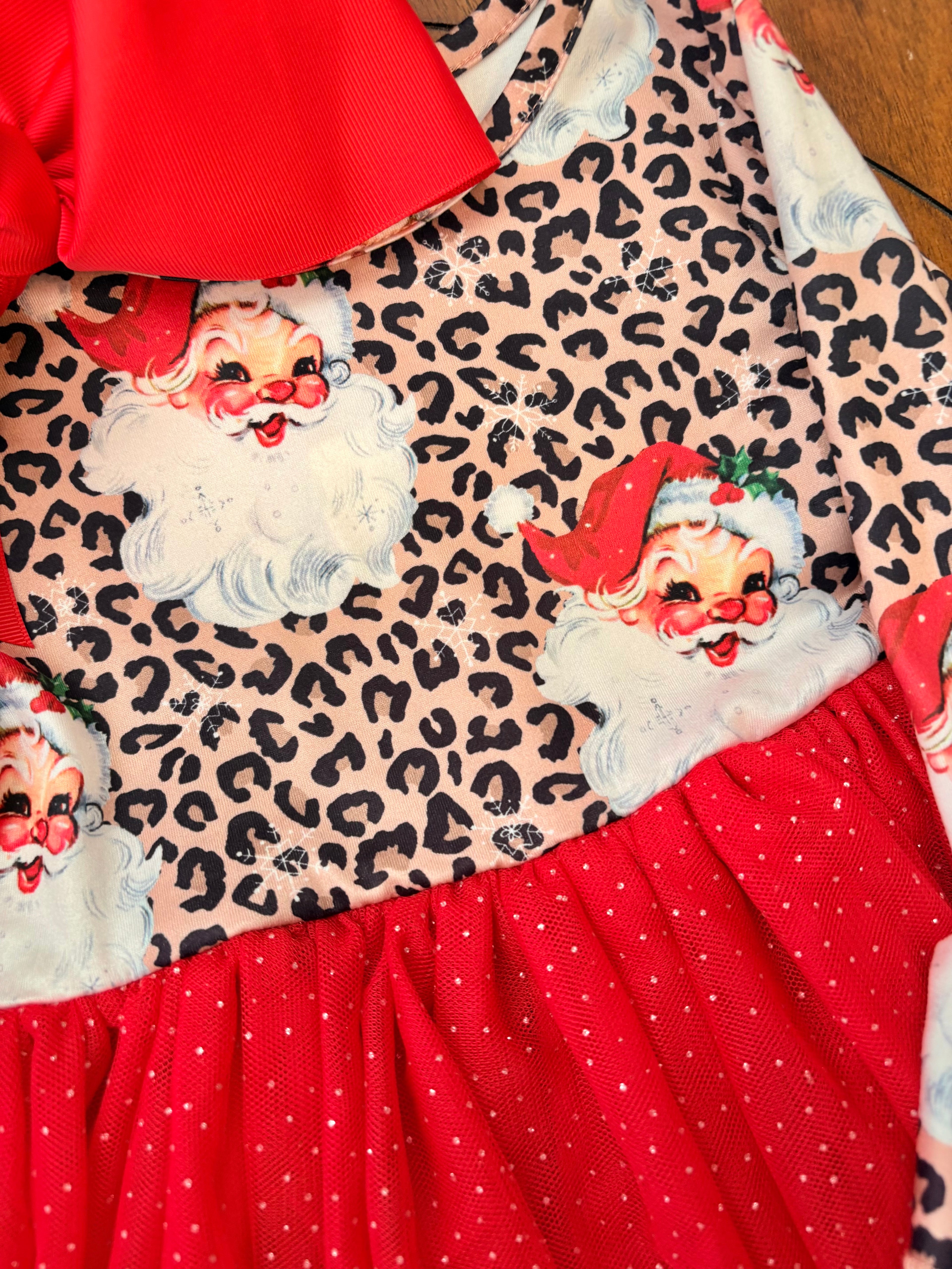 Red Leo Santa Tutu Girls Dress