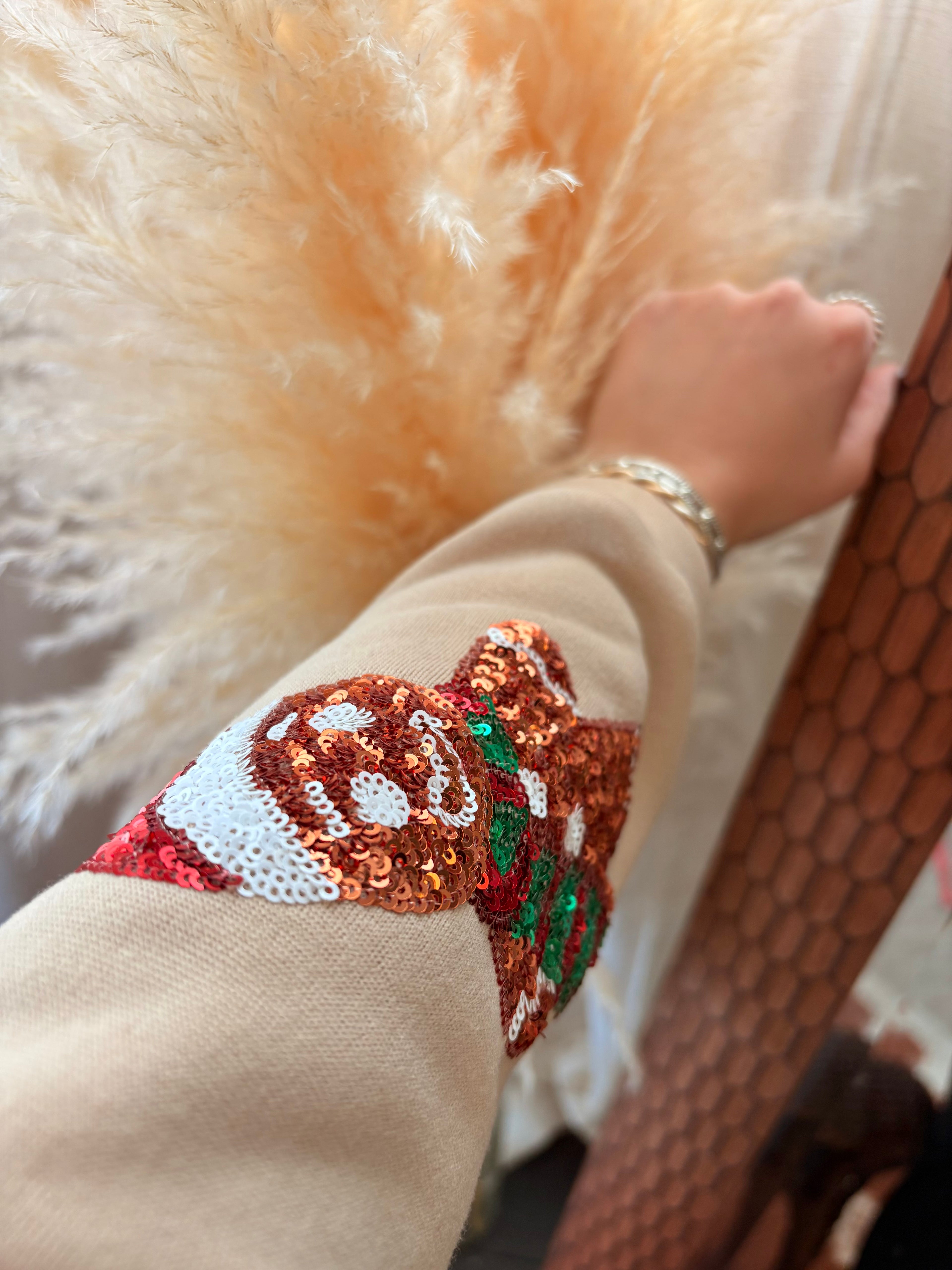 Sequin Gingerbread Man Pullover