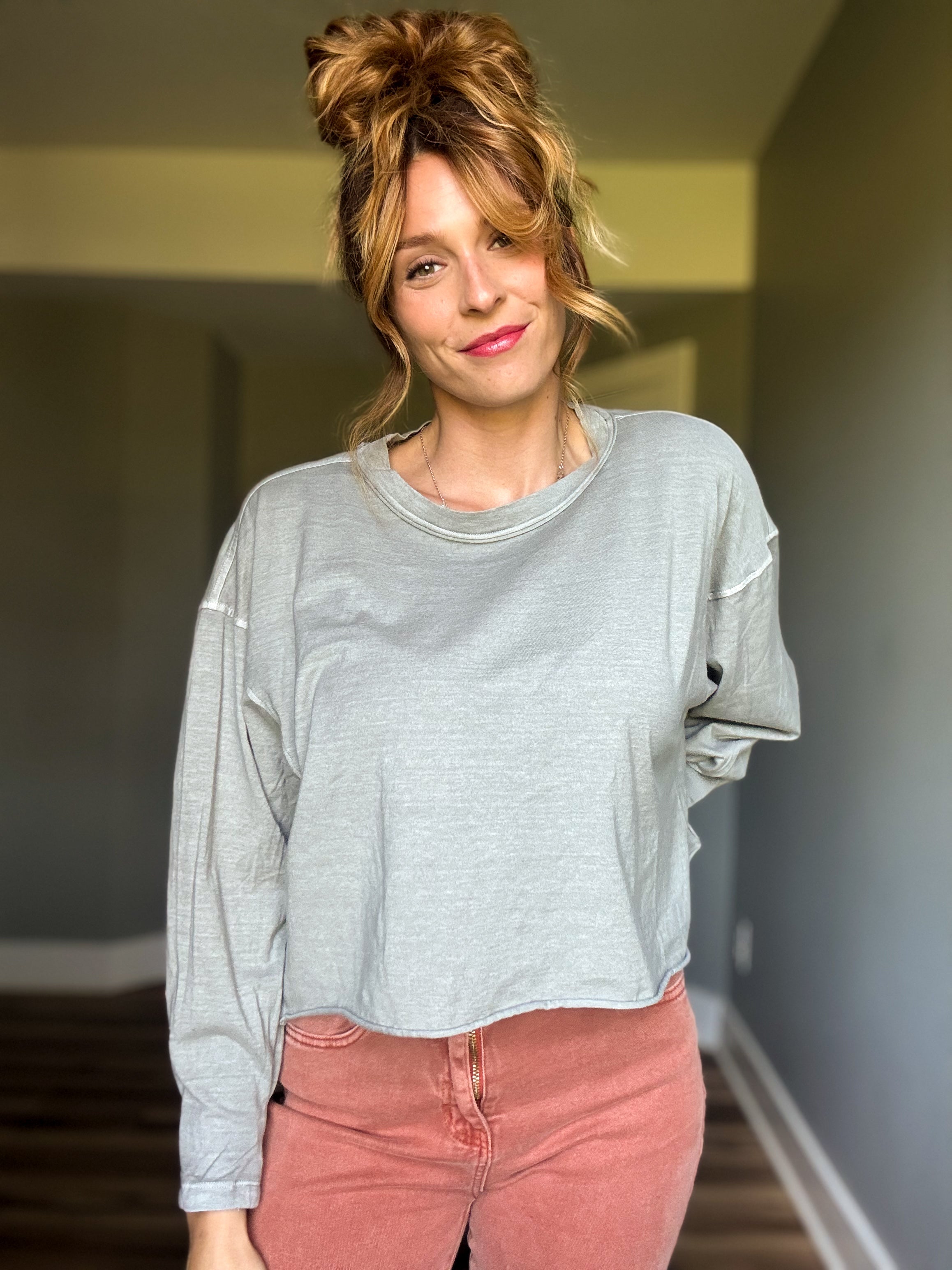 Oversized Round Neck Tee- Sleet