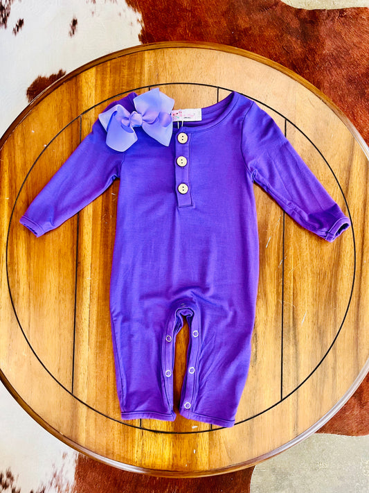 Plum Bamboo Romper LS