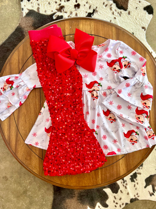 Sequin Santa Girls Set