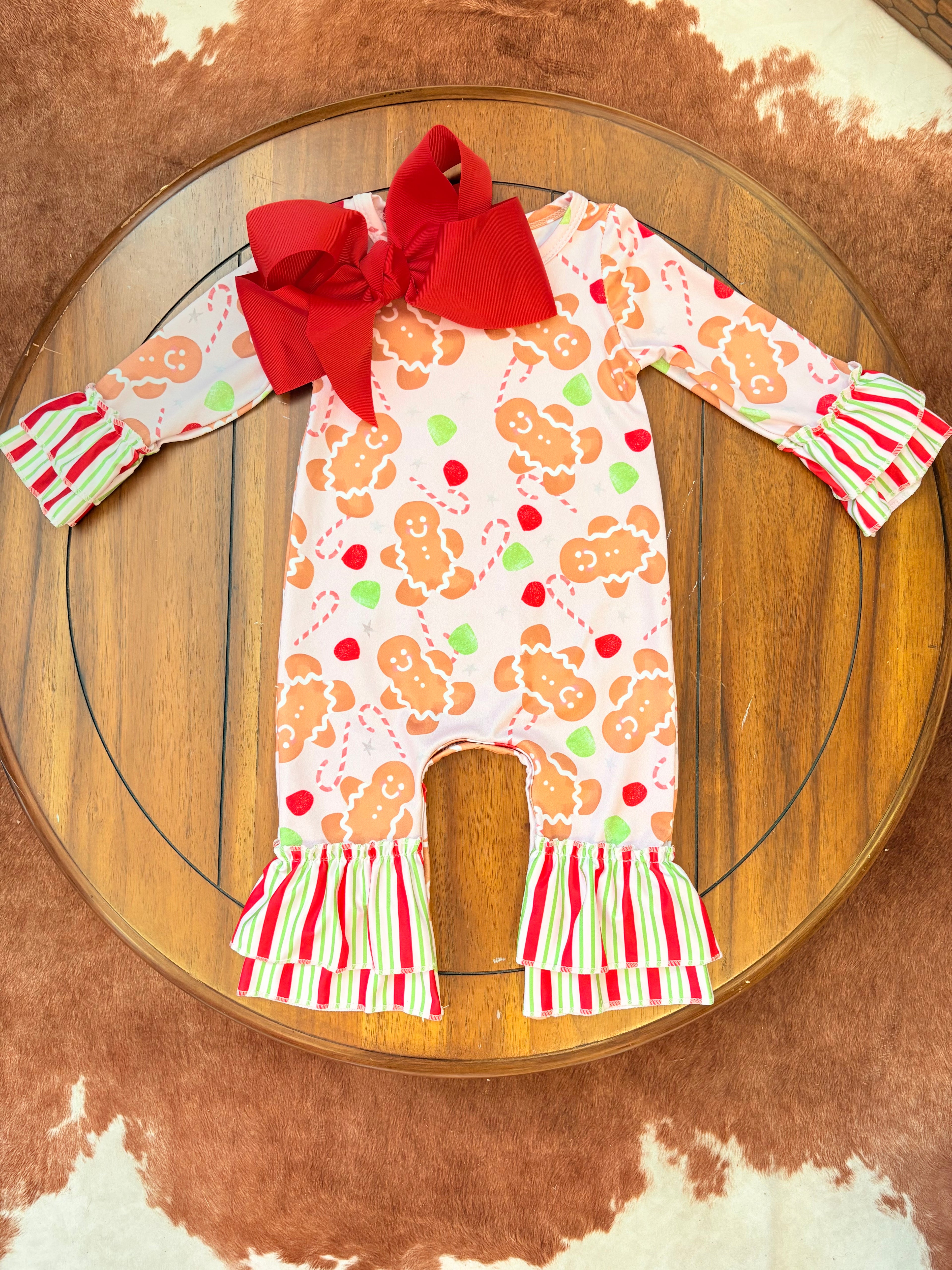 Gingerbread Man Girls Romper