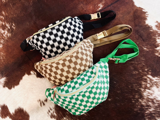 Checkered Crossbody Sling Belt Bag