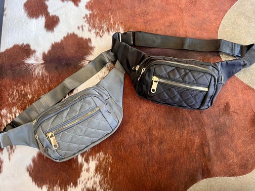 Quilted Multi Pocket Waist Belt Bag