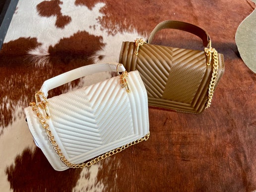 Vegan Leather Chevron Crossbody Bag